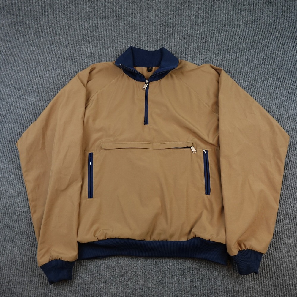 Vintage Frostline Anorak Jacket Mens XL Beige Pullover 1/2 Zip Windbreaker USA